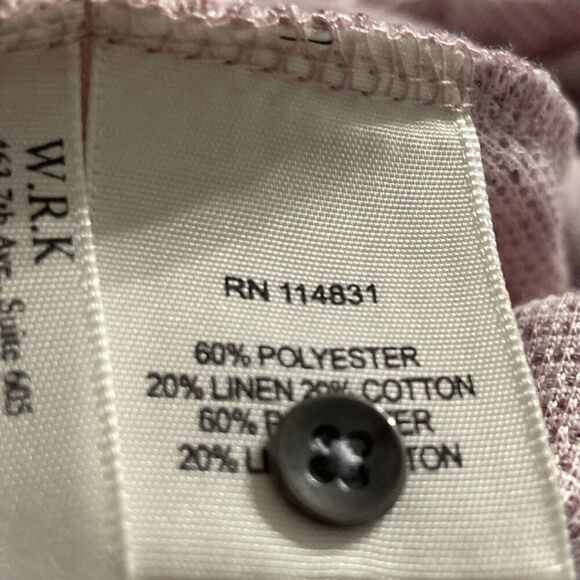 WRK Short Sleeve Tee Shirt Men’s XL Ribbed Textured Linen Blend Mauve - Picture 4 of 6